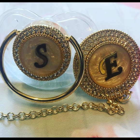 Swarovski crystal pacifier and clip sets